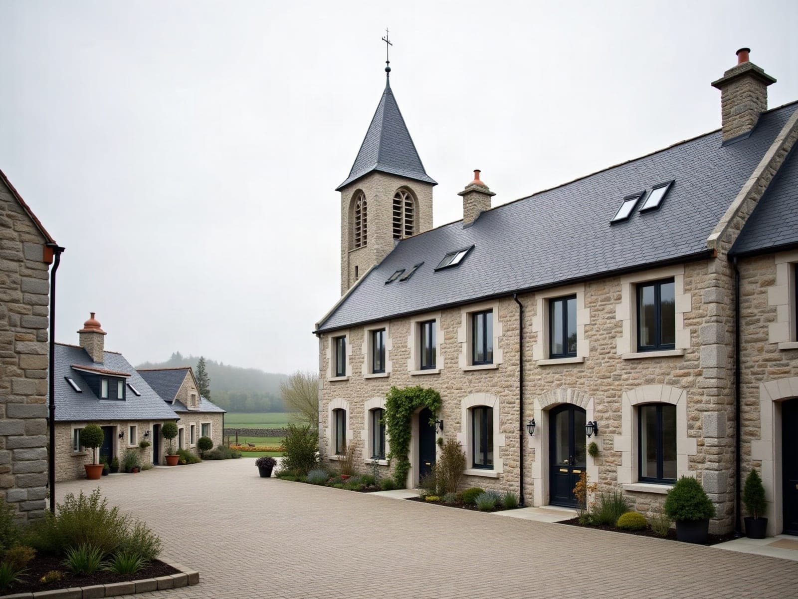 Vue du centre-bourg de Briec dans le Pays Glazik