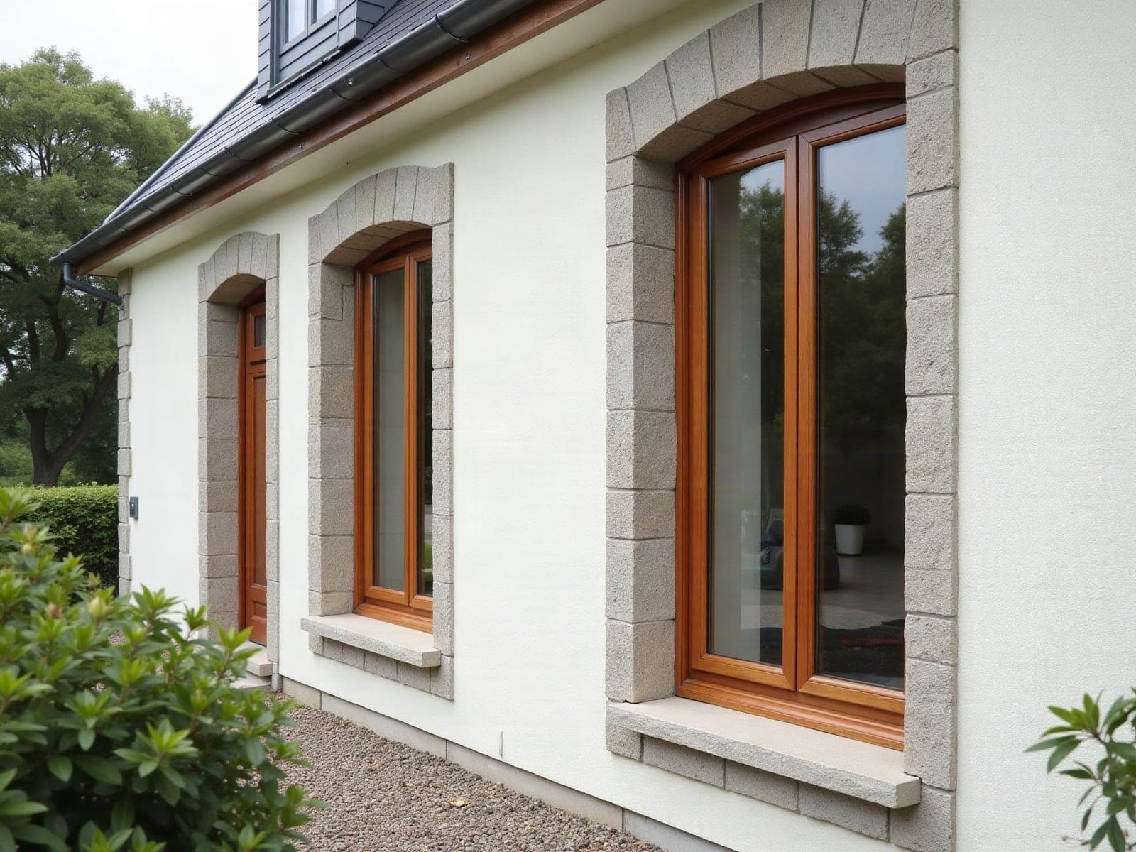 Fenêtres bois posées sur une maison de bourg rénovée