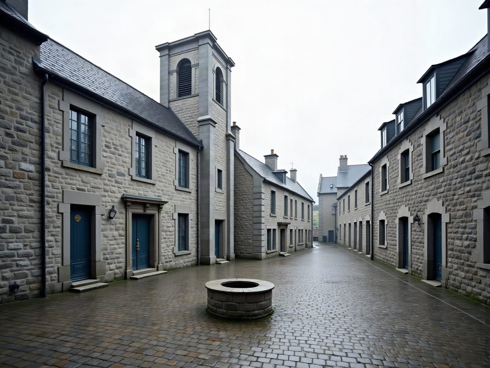 Vue de la grande place de granit de Locronan
