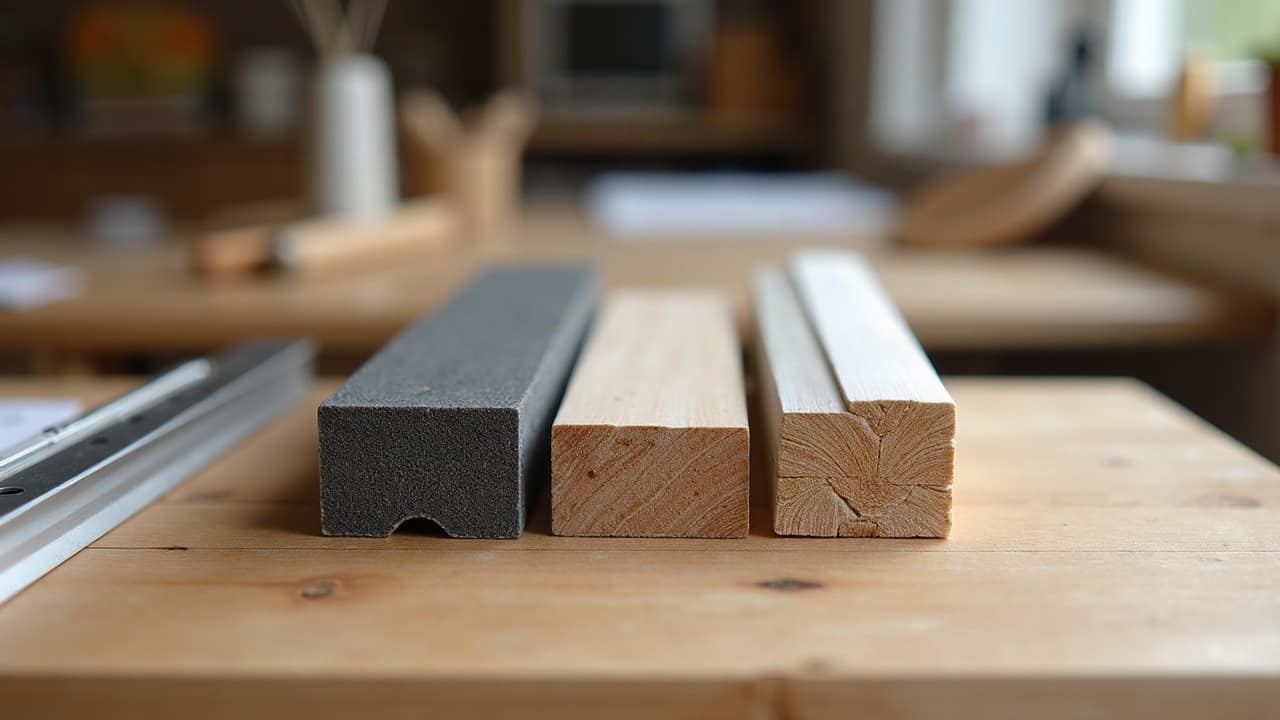 Devis de menuiserie détaillé, matériau, pose et finitions, posé sur une table de travail