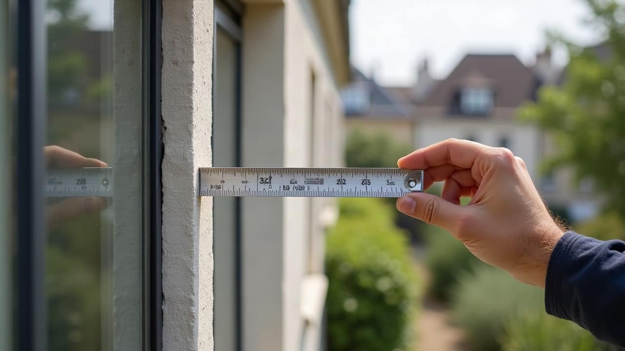 Menuisier prenant les mesures d'une fenêtre avant l'établissement d'un devis
