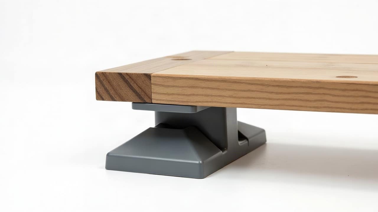 Terrasse en bois posée sur plots réglables, avec espace de ventilation sous le platelage